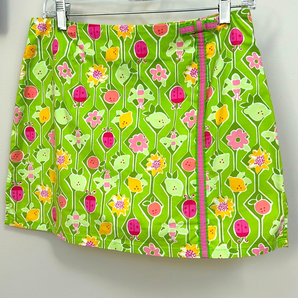 Lilly Pulitzer Womens Green Floral Labybug Print Skort  8